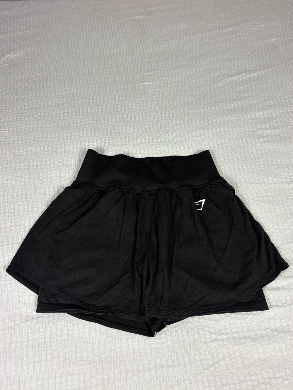 Gymshark Black High-Rise Layered Workout Shorts